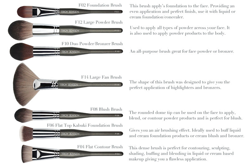 Troy Jensen Celebrity Makeup Artist, Pro-Artist Luxury 17pcs Brush-Collection 2022 Available at www.troyjensenbeauty.com